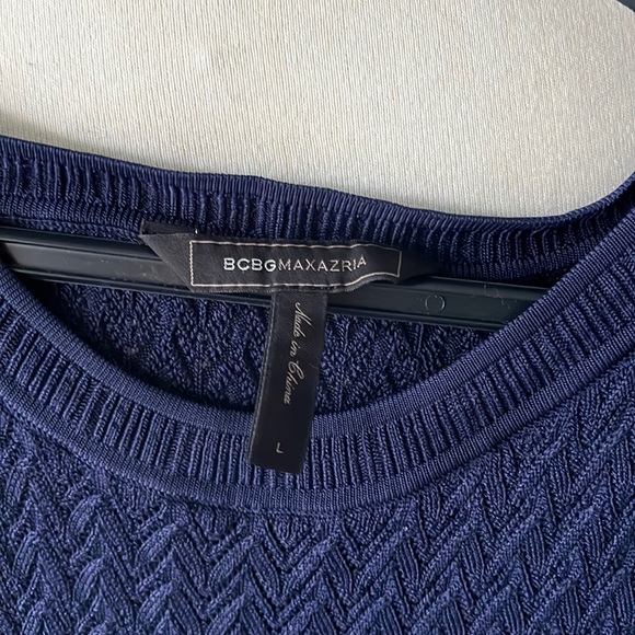 BCBGMAXAZRIA NAVY EMILIA PONTELLE & OTTOMAN DRESS LZL61B67/B469A SIZE L - Picture 7 of 7